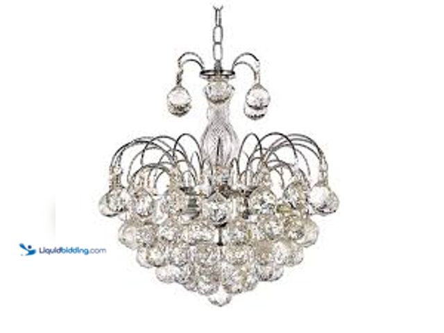 Lot 49-5544193 - Diamond Life 3-Light Chrome Finish European-Style Crystal Chandelier with Crystal Balls Pendant Hang...