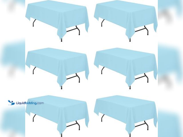 Lot 49-5572490 - BRILLMAX 6 Pack Light Blue Tablecloths 60x102 Inch for 6ft Rectangle Tables. Model: B0D8KL2FF2. Unus...