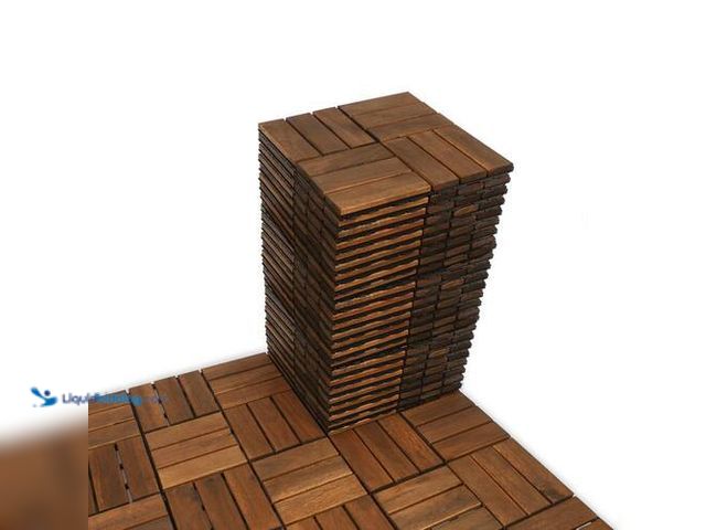 Lot 49-1625988 - 30-Pack 12"x12" Outdoor Checker Pattern Square Wood Interlocking Flooring Deck Tiles in Brown - Made...