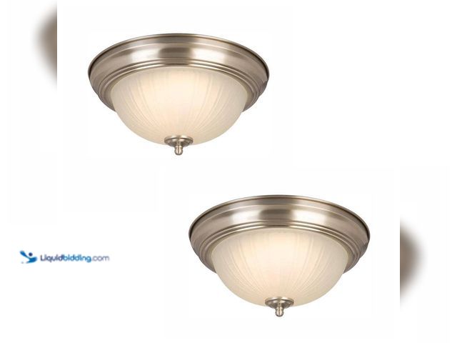 Lot 49-5409057 - 11 in. Brushed Nickel LED Flush Mount (2-Pack) Unused