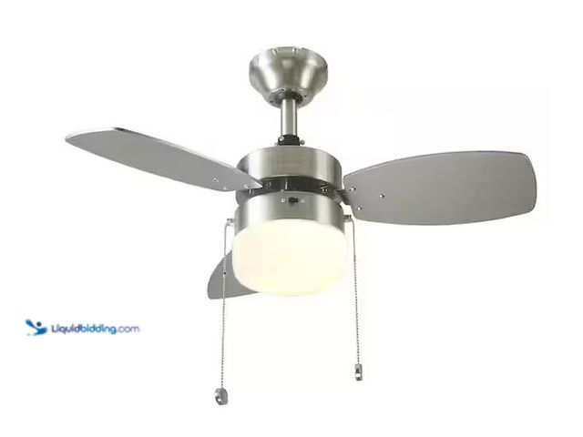 Lot 49-5555453 - Hampton Bay
Triplicity 30 in. Indoor Brushed Nickel Ceiling Fan, Unused with attachments