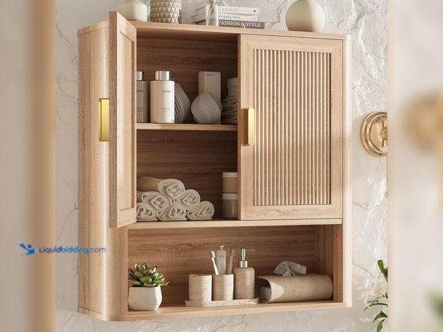 Lot 49-5437976 - Bathroom Storage Cabinet, Medicine Cabinet with Adjustable Wood Shelf & Doors, Over The Toilet Stora...