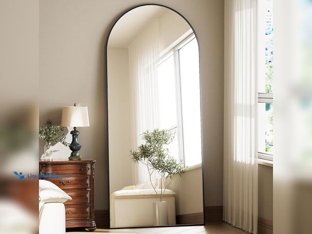 Lot 49-5463375 - Full Body Mirror 26x71 inch Arched Full Length Mirror with Stand Aluminum Wall Mounted Hanging or Le...