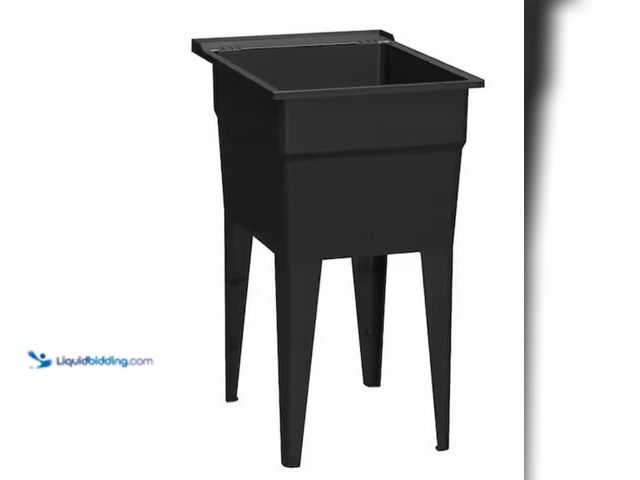 Lot 49-2006260 - RUGGED TUB 18 in. x 24 in. Black Freestanding Utility/Laundry Sink, Model # N52B-1, Unused, Has atta...