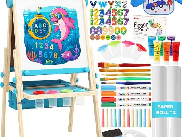 Lot 49-1623396 - Belleur All-in-One Art Easel for Kids, Adjustable Double Sided Easel for Toddlers with Magnetic Whit...