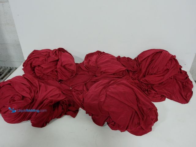 Lot 49-3480508 - 5 Pack Burgundy Spandex Round Tablecloths, Stretchy 120inch Fitted 5FT Round Table Cloths, Wrinkle F...