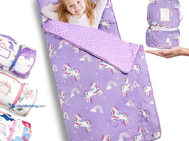 Lot 49-3469336 - Primlect Thickened Toddler Nap Mat with Removable Pillow and Minky Blanket, Extra Large 55''x35'' Sl...