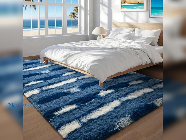 Lot 49-5549976 - Blue and White Rugs for Boys Room, 4x6 Fluffy Soft Plush Area Rugs for Living Room Bedroom with Non-...