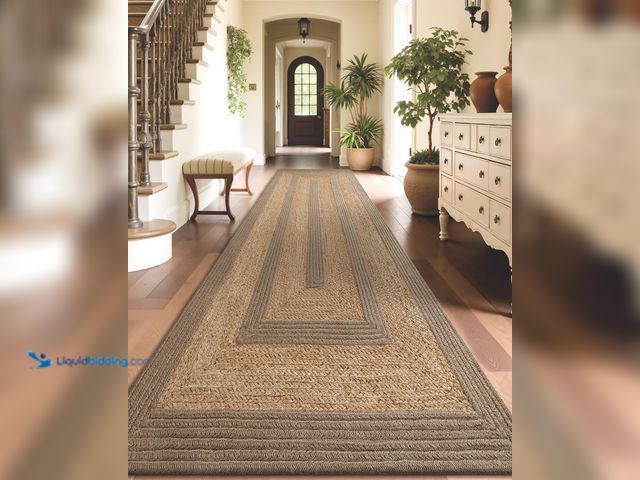 Lot 49-5546272 - LUMI 3x12 Jute and Raffia Braided Runner Rug for Hallway, Natural Rustic Carpet Non Slip, Area Mat I...