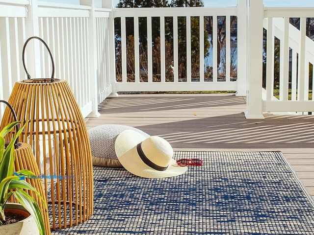 Lot 49-1516413 - Fab Habitat Outdoor Rug - Waterproof, Fade Resistant, Crease-Free - Premium Recycled Plastic - Distr...