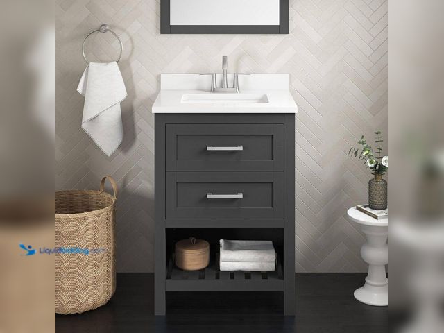 Lot 49-5410713 - Home Decorators Collection Autumn 24 in. Single Sink Gray Bath Vanity with White Engineered Stone To...