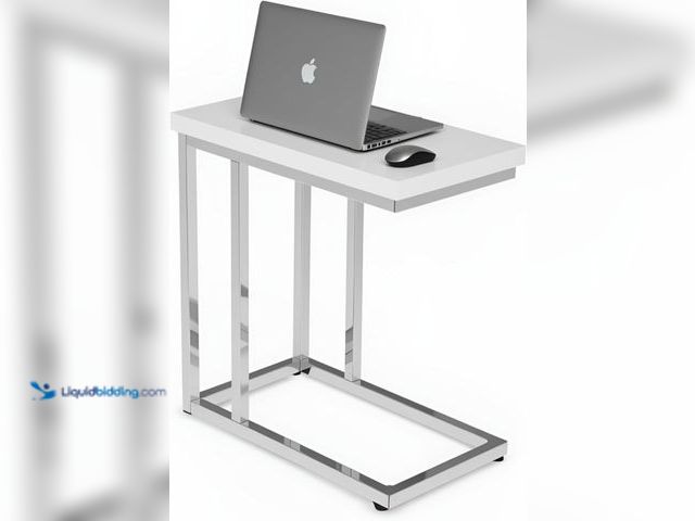 Lot 49-3531062 - Lavish Home C-Shaped Sofa Side Table - Modern End Table, Laptop Tray, or Compact Bedside Nightstand ...