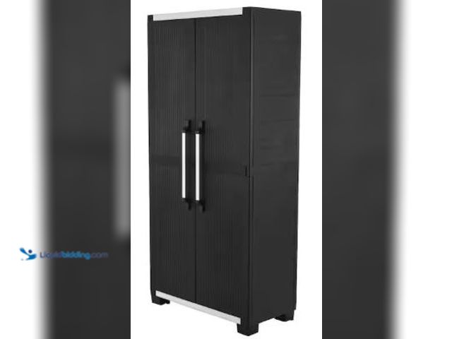Lot 49-5436922 - Keter Premium One 35 in. W x 71.7 in. H. x 18.5 in. D 5-Shelf Resin Freestanding Cabinet in Black. M...