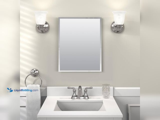 Lot 49-5414819 - 16 in. W x 20 in. H Rectangular Recessed or Surface Mount Frameless Beveled Mirror Medicine Cabinet....