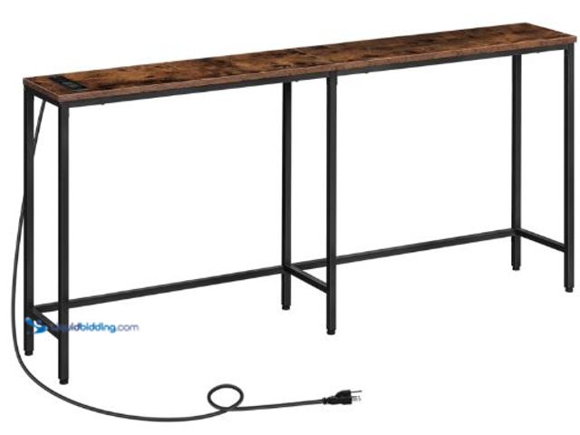 Lot 49-5436860 - HOOBRO 70.9 Inches Console Table with Charging Station, Narrow Long Sofa Entryway Table, Skinny Behi...