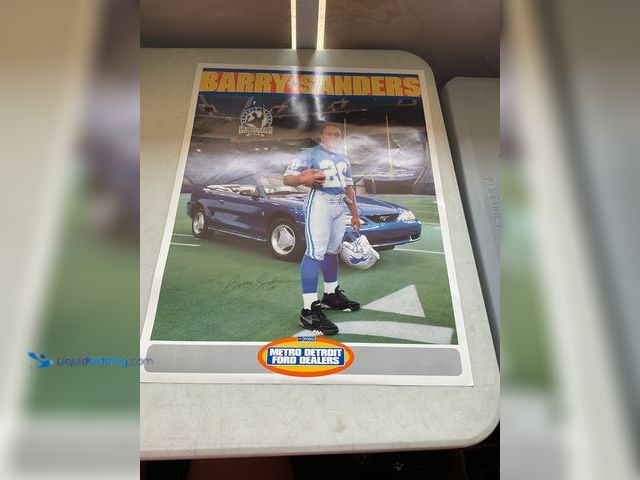 Lot 49-1804522 - BARRY SANDERS METRO PROMO POSTER WITH FACSIMILE AUTOGRAPH.