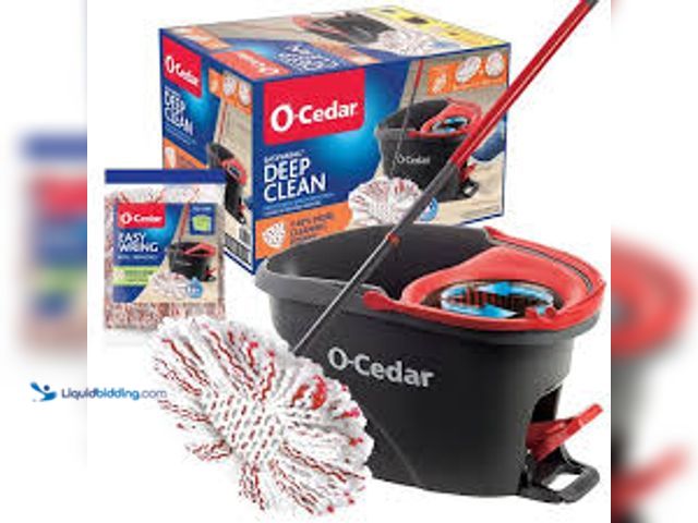 Lot 49-5459370 - O-Cedar EasyWring Deep Clean Microfiber Spin Mop w/ Bucket System, 1 Machine Washable Mop Head Refil...