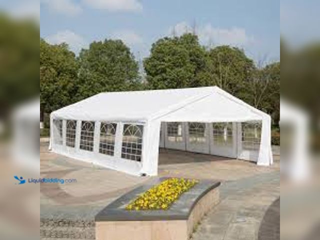 Lot 49-5485380 - Outsunny 16 ft. x 32 ft. x 9.2 ft. White Roof PE Carport Canopy Party Tent with Removable Protective...