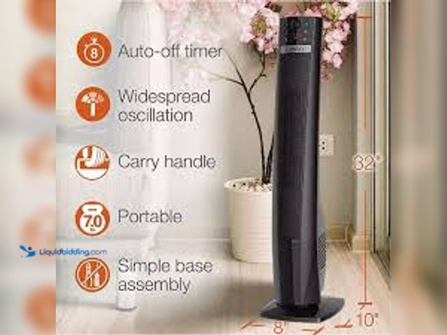 Lot 49-3536447 - Lasko 32" 1500W Oscillating Ceramic Tower Heater, Remote Control, Timer, Black. Model:  CT32791. Use...