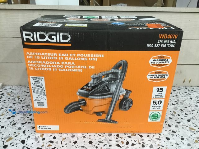 Lot 49-5410447 - RIDGID 4 Gallon 5.0 Peak HP Portable Shop Vacuum Wet Dry Vac. [Model # WD4070] Used