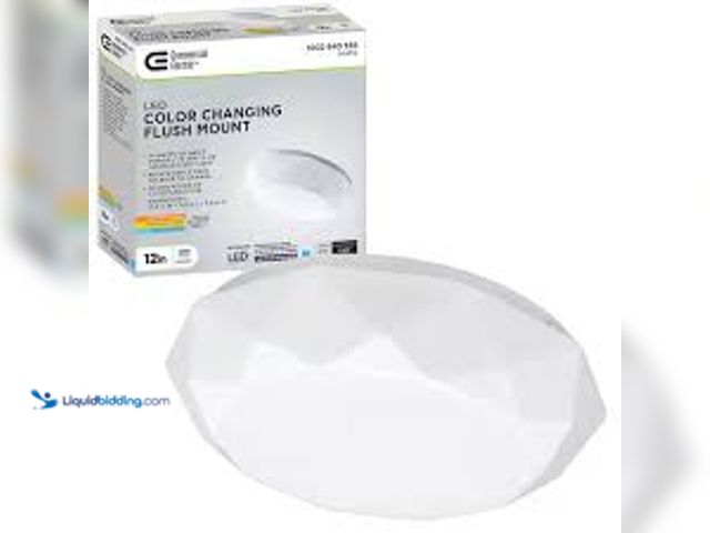 Lot 49-5476308 - HB 12 in. White Dome Diamond Cut LED Flush Mount Ceiling Light Fixture 910 Lumen. Unused