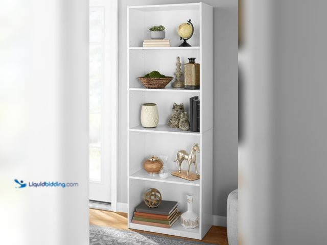 Lot 49-2026324 - Mainstays 5-Shelf Bookcase with Adjustable Shelves, White. Model #2911878875. MSRP: $39.97.  Slightl...