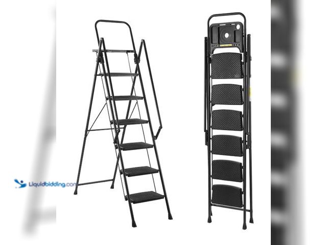 LiquidBidding - Lot 49-1638679 - Black Folding 7 Step Ladder with ...