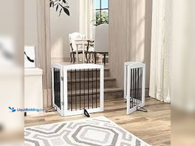 Lot 49-5433933 - ZJSF Freestanding Dog Fence Indoor, Foldable Dog Gate for Doorways, Stairs or Hallways, Sturdy Wood ...