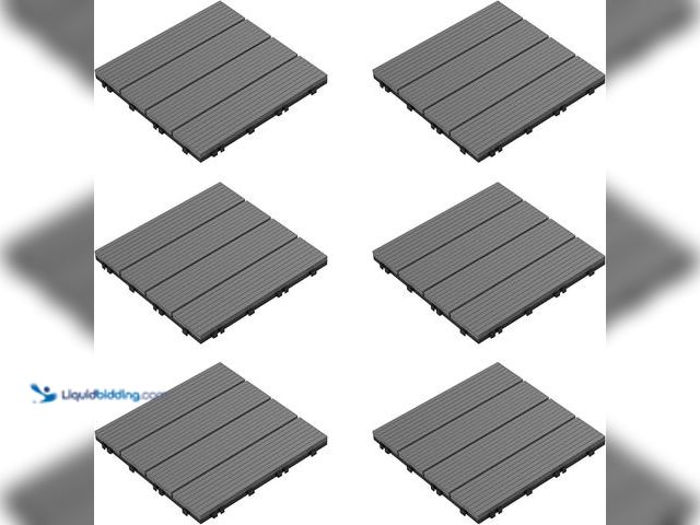 Lot 49-3616872 - Pure Garden Patio and Deck Tiles, Dark Gray, 6 Piece - Unused UPC 193420187618  Ref#HDPA0727