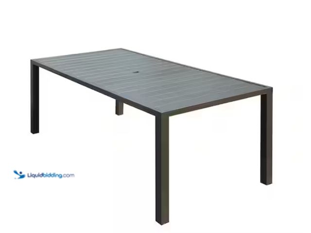 Lot 49-1567540 - Mondawe 78 in. W Rectangular Metal Outdoor Dining Table with Umbrella Hole, Black, Model # MD-LTCF54...