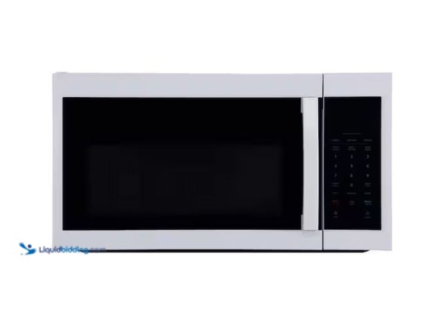 Lot 49-1624478 - Vissani 1.7 cu. ft. 1000-Watt Over the Range Microwave in White Model # HVO170W, Slightly Used, Brok...