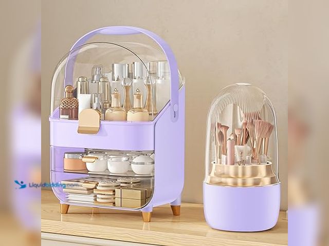 Lot 49-5415543 - Makeup Organizer, Skincare Holder Bathroom Counter Organizer, Storage Box Cosmetic Display Cases, Te...