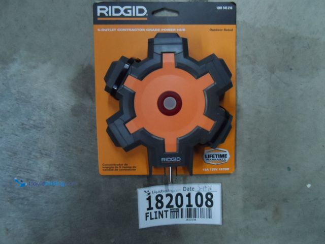Lot 49-1820108 - 1 New Ridgid 1001 545 216 5 Outlet Contractor Grade Power Hub Ridgid 5 Outlet Contractor Grade Power...