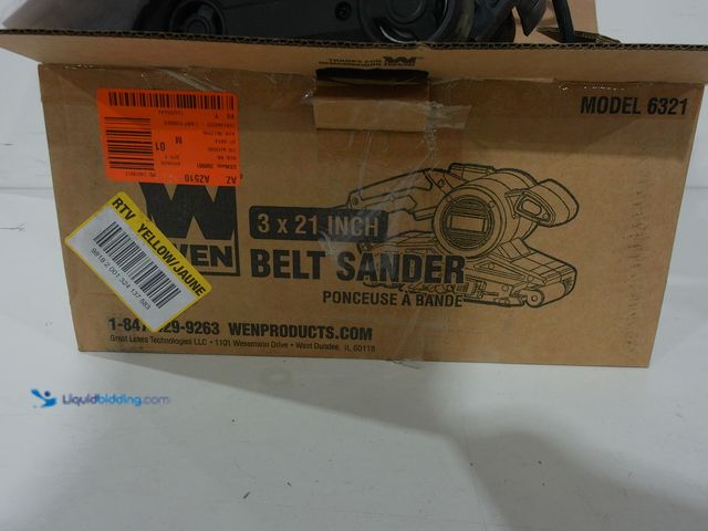 Lot 49-2006026 - WEN 7-Amp 3 in. x 21 in. Corded Belt Sander with Dust Bag, Model # 6321, Slightly used, Has attachme...