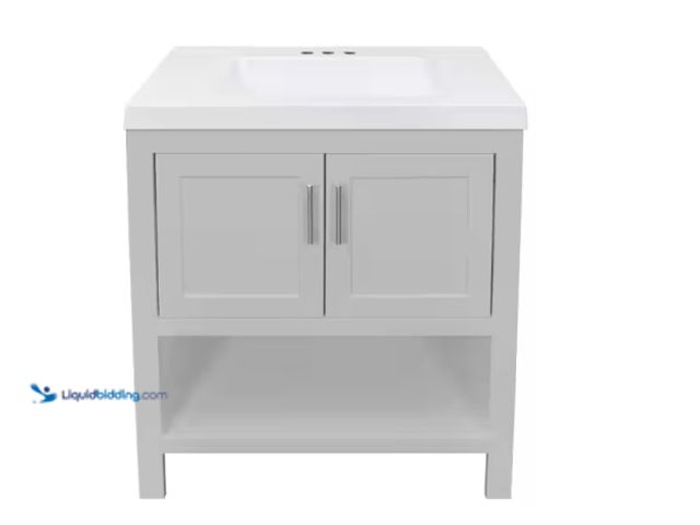 Lot 49-1566598 - Glacier Bay Spa 30.5 in. W x 18.75 in. D x 35.5 in. H Single Sink Bath Vanity in Dove Gray with Whit...