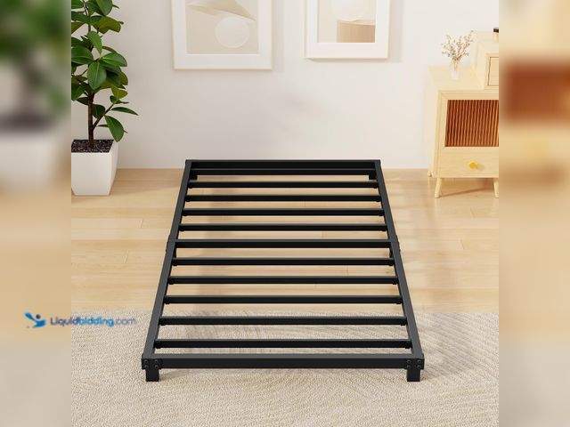 Lot 49-3564647 - 4 Inch Bed Frames Twin Size Low Profile Metal Platform Bed Frame Heavy Duty Steel Slat Support, No B...