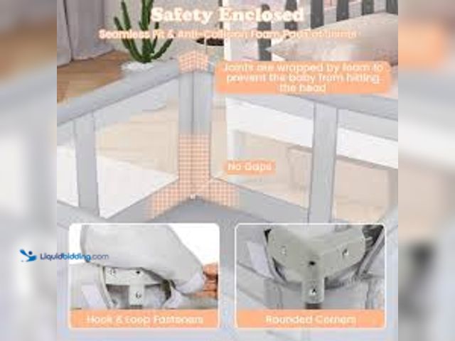 Lot 49-3513140 - Costway UY10119GR Large Baby Playpen BPA-Free Foldable Toddlers Safety Fence Play Yard with Zipper G...