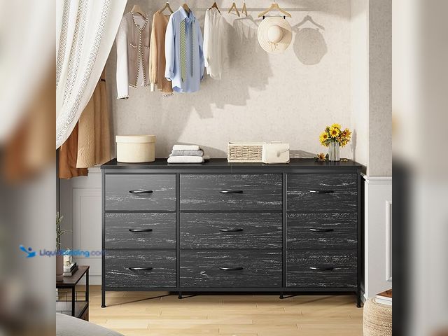 Lot 49-1557108 - EnHomee Dresser for Bedroom with 9 Drawers, Wide Dresser TV Stand for 55” TV Stand for Bedroom Long ...