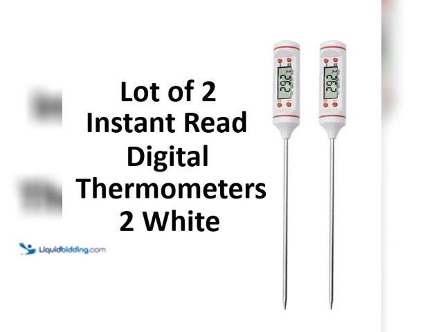 Lot 49-5434375 - Lot of 2 Instant Read Digital Thermometers 2 White - NEW -  Features blue backlight LCD display and ...