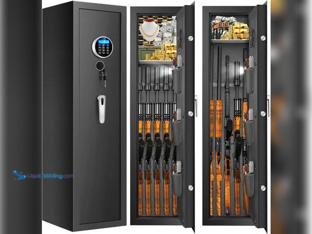 Lot 49-5406624 - Fireproof Gun Safes for Home Rifle and Pistols, Heavy Duty Anti-Theft Long Gun Safes for Rifles and ...