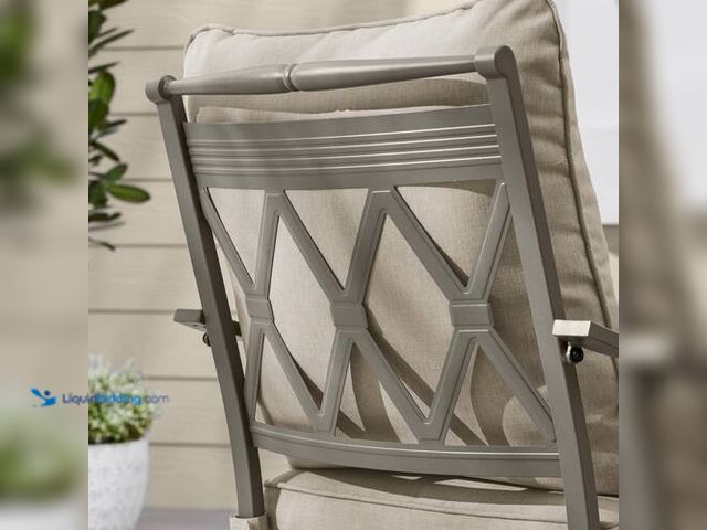 Lot 49-5488371 - Hampton Bay Preston Pointe Dark Cement Gray Metal Outdoor Dining Chairs with CushionGuard Putty Cush...