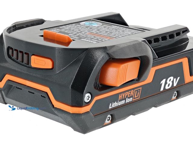 Lot 49-2025057 - RIDGID 18V HYPER Lithium Ion Battery, Model # R840085, Used, Powers on, Unable to fully test, Dirty ...