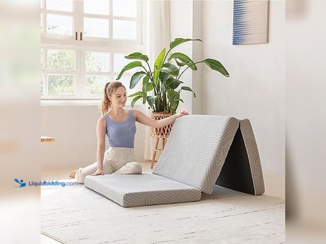 Lot 49-5437719 - MLILY Tri-Fold Memory Foam Mattress, 4 inch Single Folding Mattress with Collapsible and Washable Co...