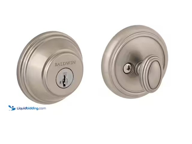 Lot 49-3471573 - Baldwin Prestige Satin Nickel Single Cylinder Round Deadbolt Featuring Smart Key Security, Model # 3...