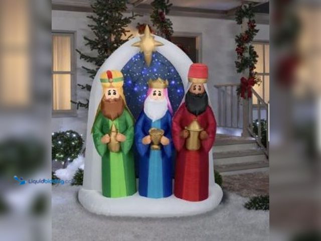 Lot 49-1544841 - Gemmy 6.5ft Three Kings with Star of Bethlehem Scene Christmas Inflatable, Model # 5117908580, Sligh...