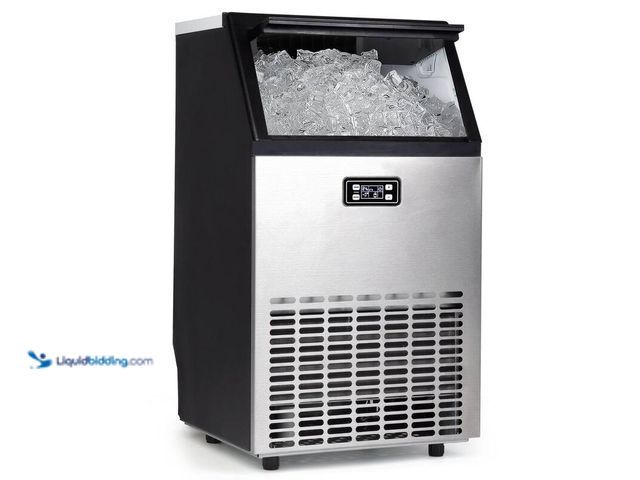 Lot 49-5406333 - Vibekio Commercial Ice Maker 100 lbs./24 H Freestanding Ice Maker Machine with 33 lbs. Storage Bin i...