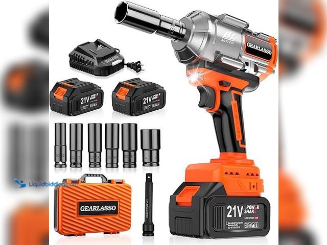 Lot 49-5415159 - 1/2" Cordless Impact Wrench 1600Nm(1200Ft-lbs) High Torque Brushless Impact Gun with 2 x 4.0Ah Batte...
