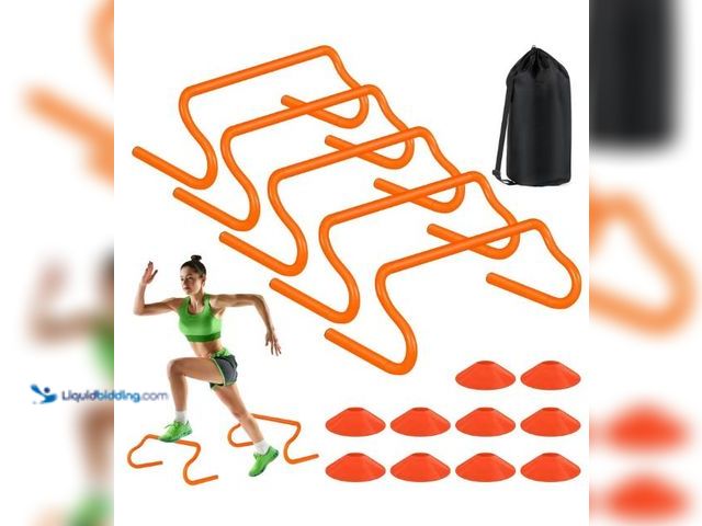 Lot 49-3432079 - Agility Hurdles Training Equipment - Speed Hurdles and Soccer Cones with Carrying Bag for Soccer, Fo...