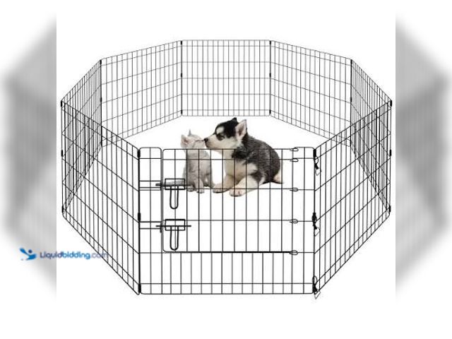 Lot 49-3565850 - PEEKABOO Dog Pen Pet Playpen Dog Fence Indoor Foldable Metal Wire Exercise Puppy Play Yard Pet Enclo...