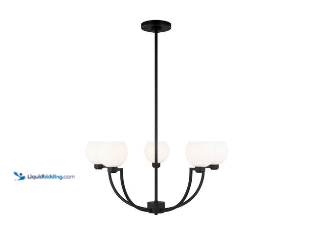 Lot 49-5406412 - Generation Lighting Derek 5-Light Midnight Black Transitional Dimmable Indoor/Outdoor Chandelier wit...